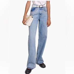 Maje Straight-Leg Jeans With Rhinestones